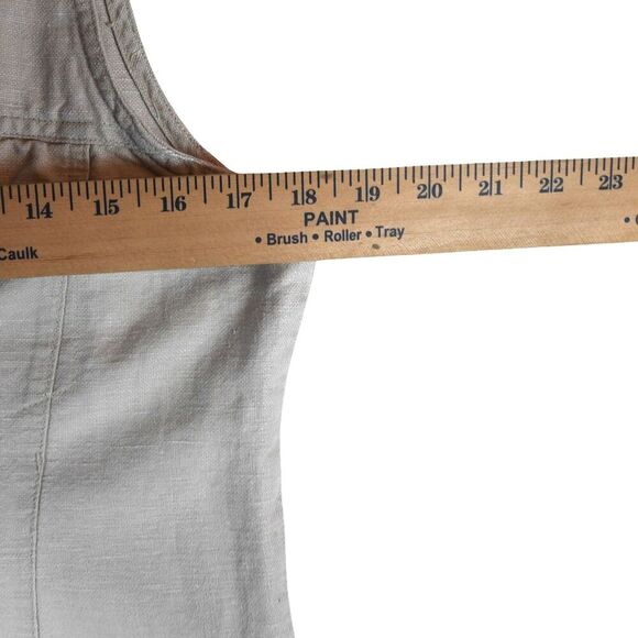 Vintage 90's Minimalist Linen Long Button Front Dress Natural Beige Sz 9 / 10 - Picture 7 of 9